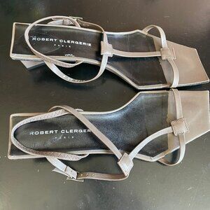 Robert Clergerie Women's Strappy Square Toe Sandals  8.5 in taupe